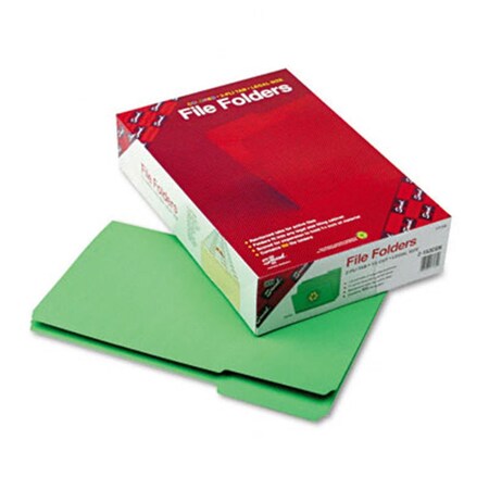 Smead File Folders- 1/3 Cut- Reinforced Top Tab- Legal- Green- 100/Box SM33278